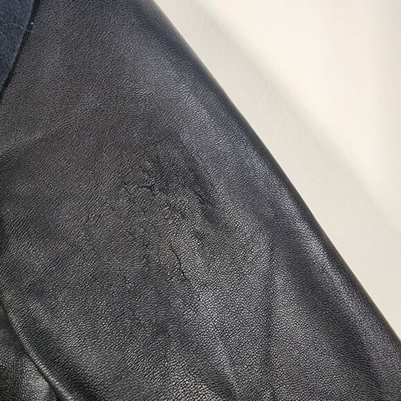 Zuiki Black Ruffled Italian Moto Peplum Style Faux Leather Jacket Size Medium - Picture 6 of 8